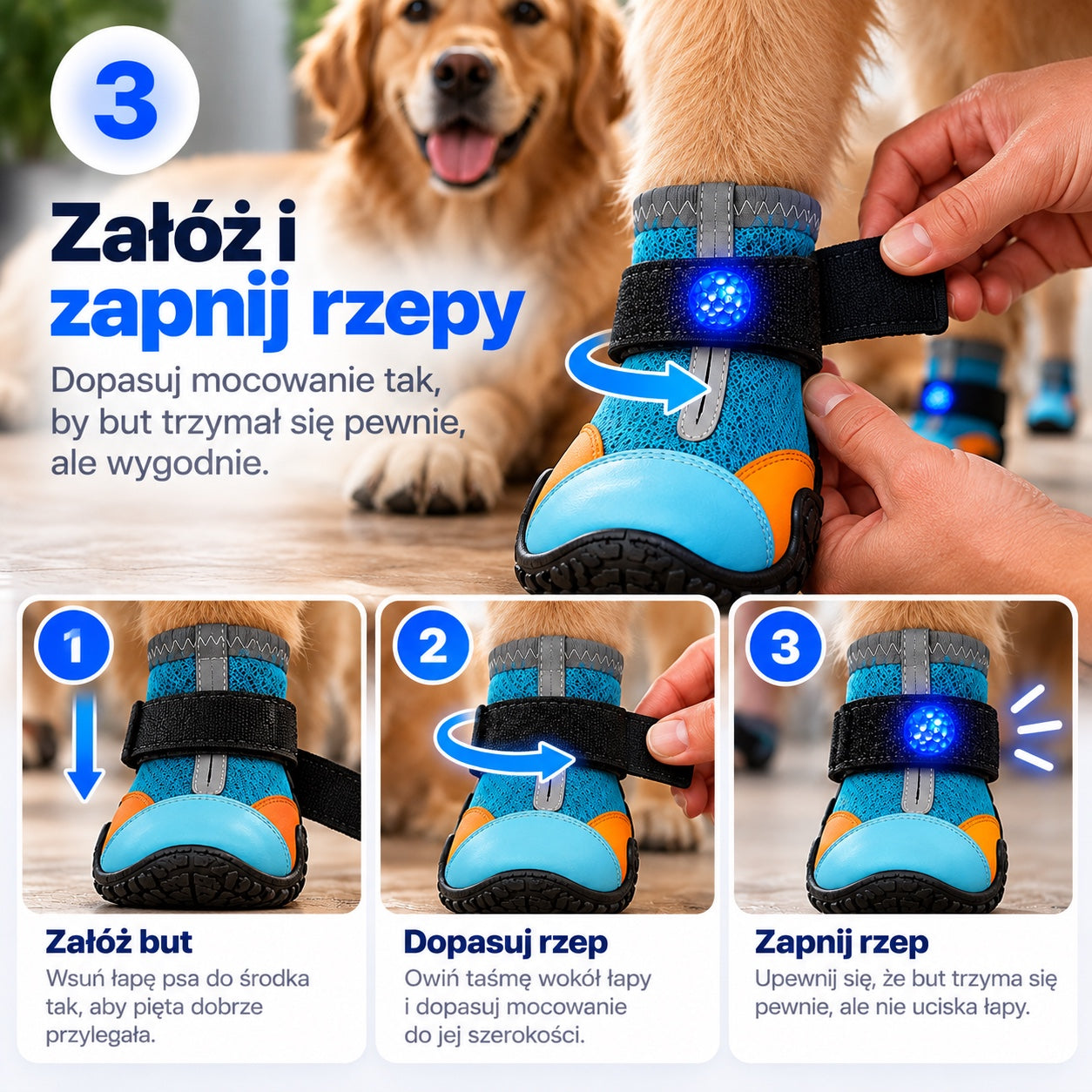 Załóż but i zapnij rzepy